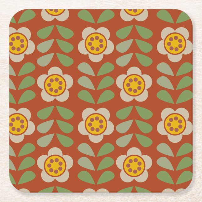 Posavasos Cuadrado De Papel GLEAM GLADE - Coasters de papel floral moderno (Anverso)