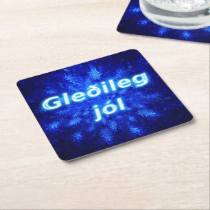Posavasos Cuadrado De Papel Gleðileg jól - Snowburst