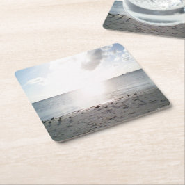 Posavasos Cuadrado De Papel Gloria del Sol en la Playa