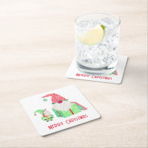 Gnome Holiday Party Paper Coaster