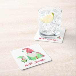 Posavasos Cuadrado De Papel Gnome Holiday Party Paper Coaster