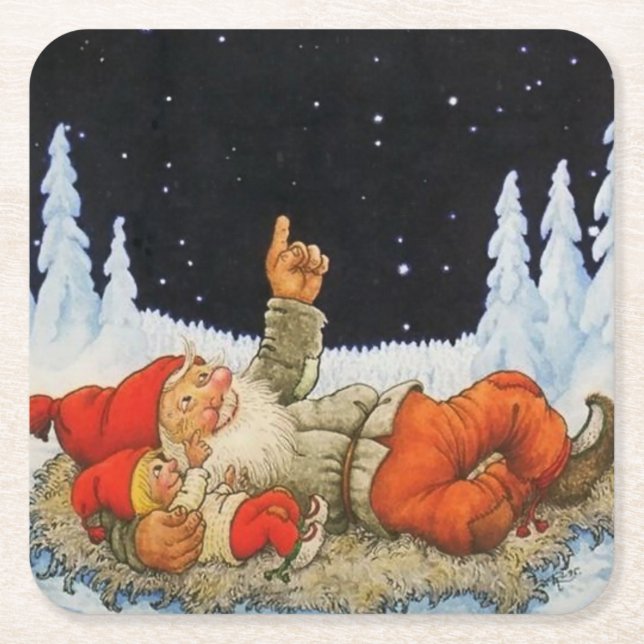 Posavasos Cuadrado De Papel Gnomes de Jenny Nystrom (Anverso)