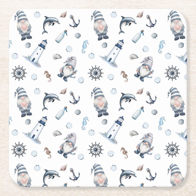 Posavasos Cuadrado De Papel ¡Gnomes Náuticos! (Anverso)