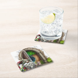 Posavasos Cuadrado De Papel Gnomo del bosque