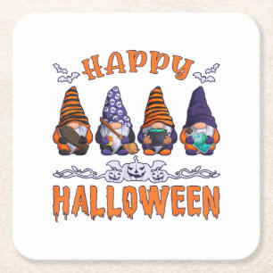 Posavasos Cuadrado De Papel Gnomos de Halloween