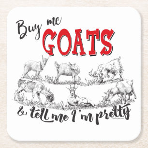 Posavasos Cuadrado De Papel GOAT Comprarme cabras Dime que soy Bonito GetYer