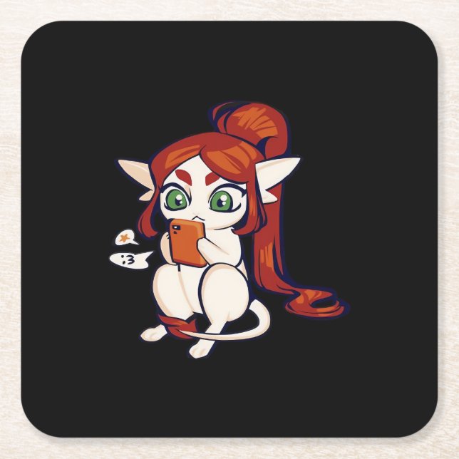 Posavasos Cuadrado De Papel Goblincore Ariral Classic (Anverso)