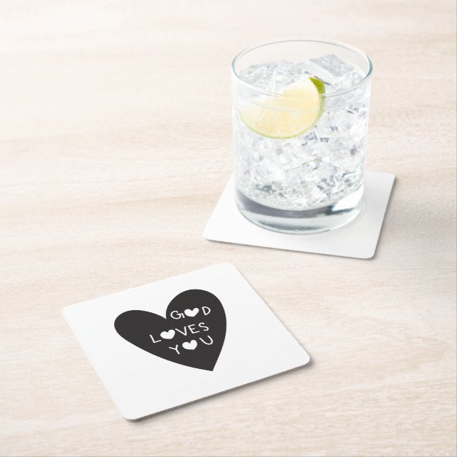 Posavasos Cuadrado De Papel God loves you (In situ)