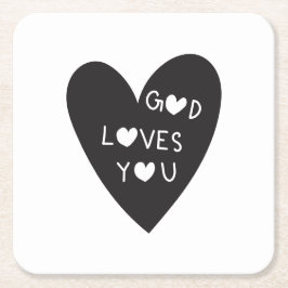 Posavasos Cuadrado De Papel God loves you