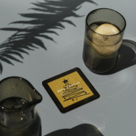 Posavasos Cuadrado De Papel Golden Black Paper Coaster