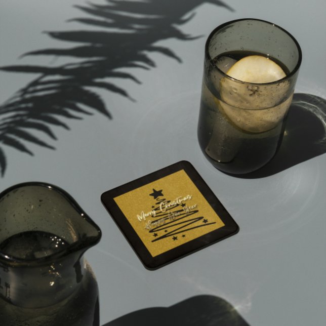Posavasos Cuadrado De Papel Golden Black Paper Coaster (Subido por el creador)