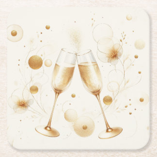 Posavasos Cuadrado De Papel Golden Bubbles Coasters