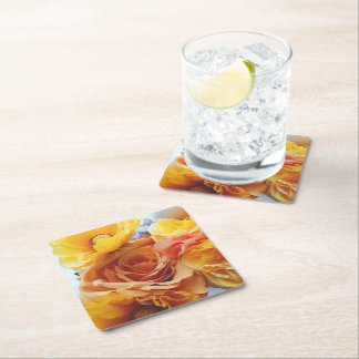 Posavasos Cuadrado De Papel Golden Hour Bloom Coaster
