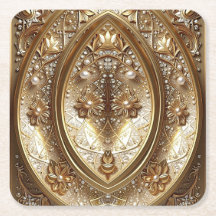 Golden Ornate Frame Paper Coaster