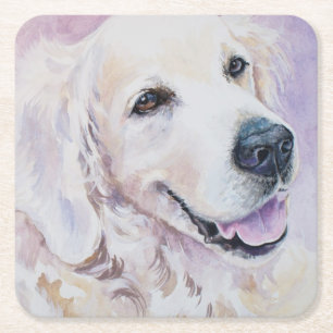 Posavasos Cuadrado De Papel Golden retriever