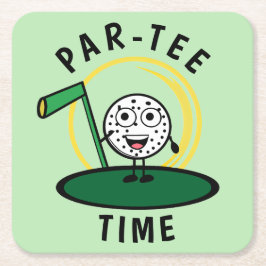 Posavasos Cuadrado De Papel Golfers Par-Tee Time
