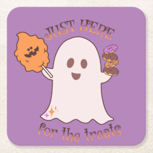 Posavasos Cuadrado De Papel Golpes de Halloween Fantasma y Dulces Fiesta