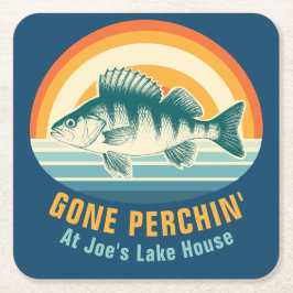 Posavasos Cuadrado De Papel Gone Perching at the Lake House Birthday Sticker