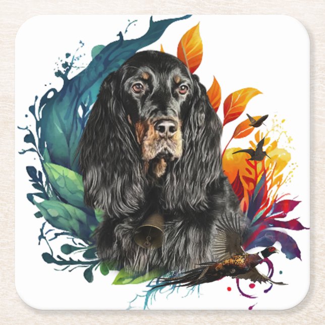Posavasos Cuadrado De Papel Gordon Setter (Anverso)