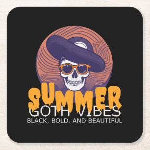 Posavasos Cuadrado De Papel gorra de verano de cráneo