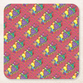 Posavasos Cuadrado De Papel Gorras de Birthay Fiesta