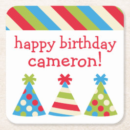 Posavasos Cuadrado De Papel Gorras de fiesta Máster de papel personalizado