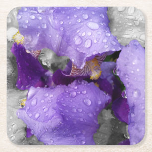 Posavasos Cuadrado De Papel gotas de lluvia en iris