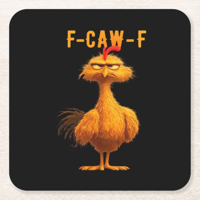 Posavasos Cuadrado De Papel Gothic F-Caw-F Crow Funny Humor (Anverso)