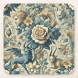 Posavasos Cuadrado De Papel Gothic Serenade – Gothic Victorian<br><div class="desc">In Gothic Serenade,  mythic beasts and horned grotesques drift through a garden of pale gold and stormy teal. Marble faces watch in silence as florals coil around secrets unsaid,  and ballads never meant for daylight.

A love song whispered in the dark.</div>
