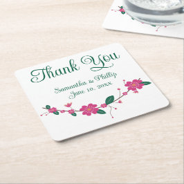 Posavasos Cuadrado De Papel Gracias a la montaña rusa por el árbol verde