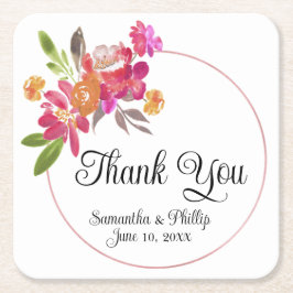 Posavasos Cuadrado De Papel Gracias a la montaña rusa por el árbol verde