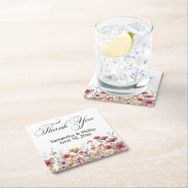 Posavasos Cuadrado De Papel Gracias por los favores de las bodas de montaña ru