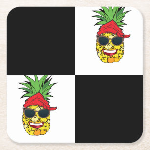 Posavasos Cuadrado De Papel Graciosas Plazas Blanco Y Negro