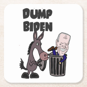Posavasos Cuadrado De Papel Gracioso Dump Joe Biden Personalizado