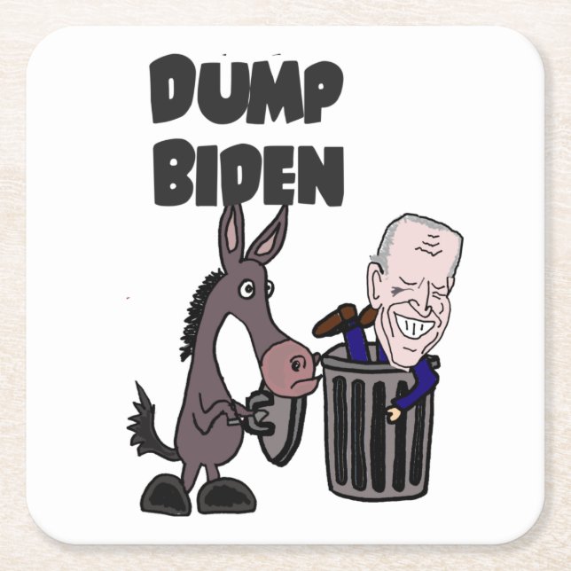 Posavasos Cuadrado De Papel Gracioso Dump Joe Biden Personalizado (Anverso)