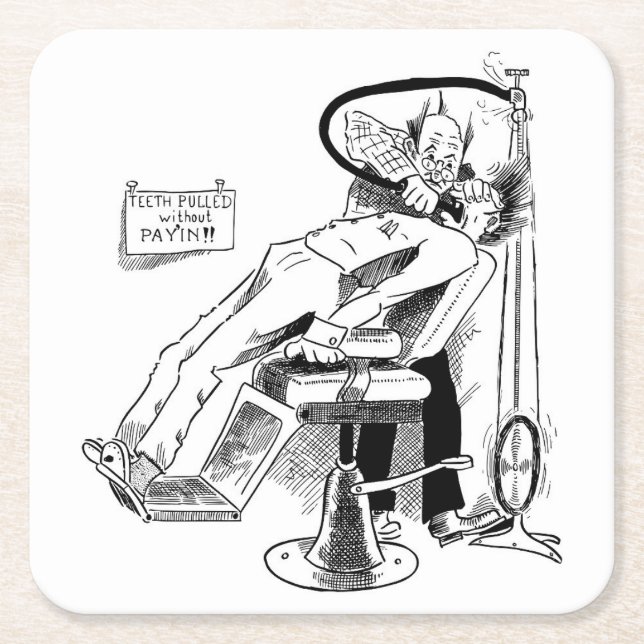 Posavasos Cuadrado De Papel Gracioso Esbozo Dentista (Anverso)