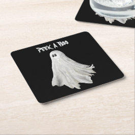 Posavasos Cuadrado De Papel Gracioso Fantasma Del Pasado Dibujo De Halloween