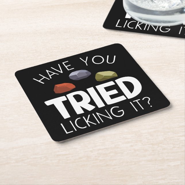 Posavasos Cuadrado De Papel Gracioso Geólogo Lapidary Collector Rockhound (En perspectiva)