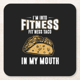 Posavasos Cuadrado De Papel Gracioso Gym Fitness Taco T-Shirt