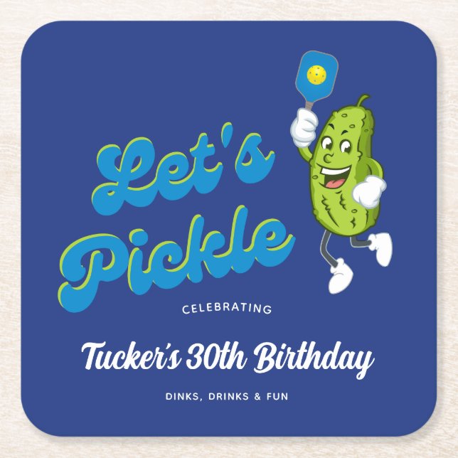 Posavasos Cuadrado De Papel Gracioso Personalizado de pelota de rosca (Anverso)