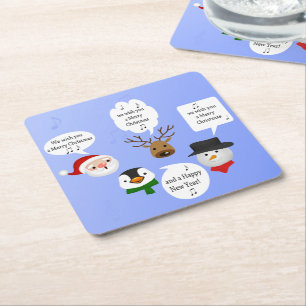 Posavasos Cuadrado De Papel Gracioso Te deseamos una Feliz Navidad