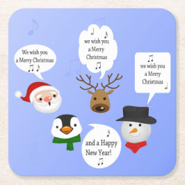 Posavasos Cuadrado De Papel Gracioso Te deseamos una Feliz Navidad