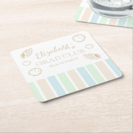 Posavasos Cuadrado De Papel Grad Club Beach Party