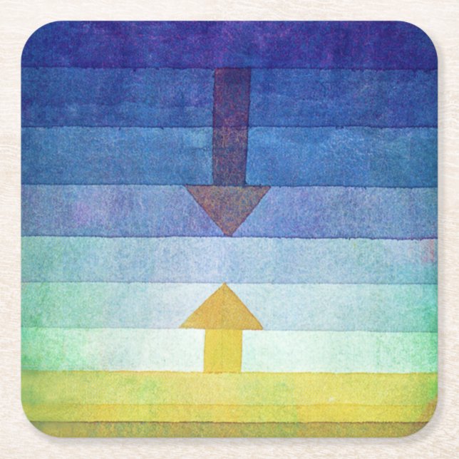 Posavasos Cuadrado De Papel Gradiente con flecha, Paul Klee (Anverso)