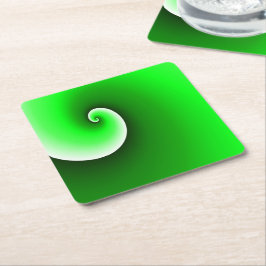 Posavasos Cuadrado De Papel Gradiente en espiral verde blanco