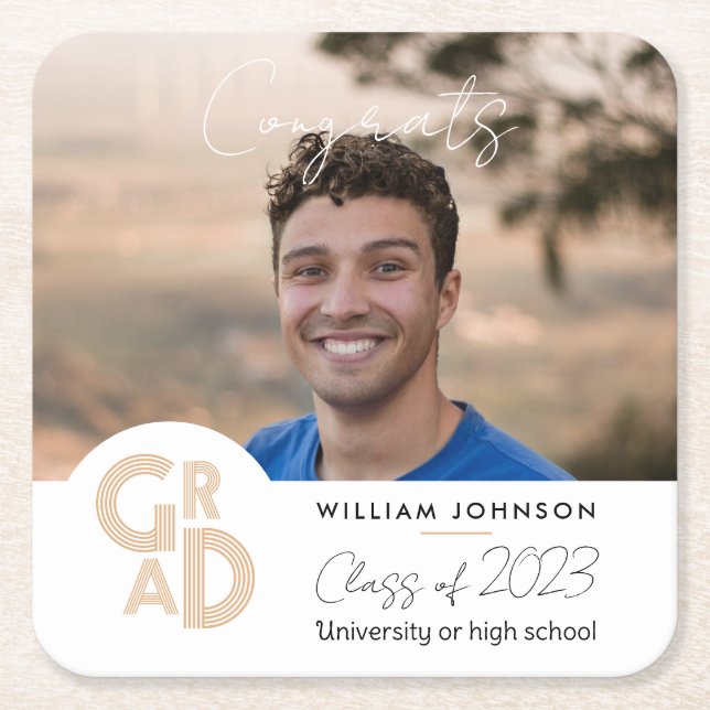 Posavasos Cuadrado De Papel Grado de felicitaciones de 2023 (Anverso)