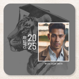 Posavasos Cuadrado De Papel Graduación Añadir tu foto