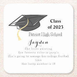 Posavasos Cuadrado De Papel Graduación Clase de Hechos de Diversión Personaliz