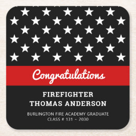 Posavasos Cuadrado De Papel Graduación de bomberos Fiesta delgado de la línea