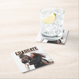 Posavasos Cuadrado De Papel Graduación de Novia Graduada de Foto Graduada en C